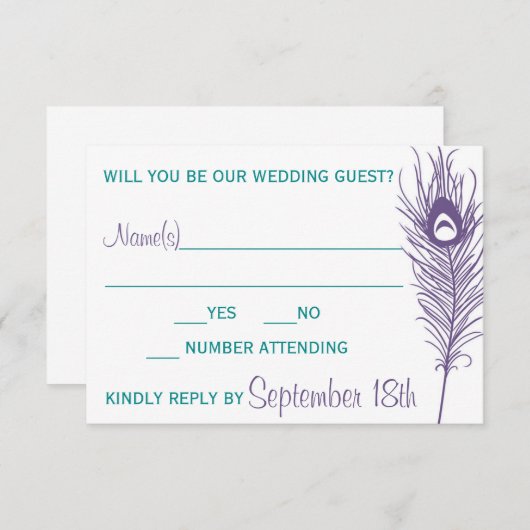 Paarse Pauwveer RSVP (Voorkant / Achterkant)