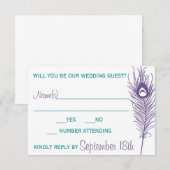 Paarse Pauwveer RSVP Kaartje (Voorkant / Achterkant)