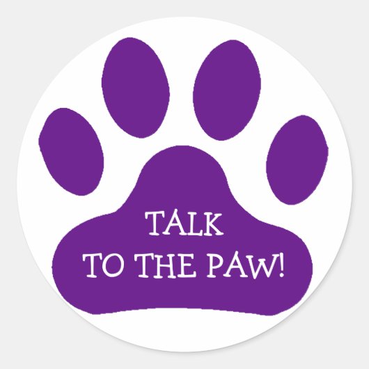 Paarse Paw-afdrukken Ronde Sticker (Voorkant)