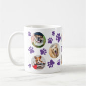 Paarse Pawprint 8 Pet Dog Fotocollage Koffiemok (Links)
