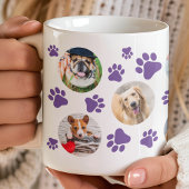 Paarse Pawprint 8 Pet Dog Fotocollage Koffiemok