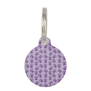 Paarse Pawprints Dog Label Huisdierpenning