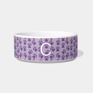 Paarse Pawprints Monogram Hond Voerbakje