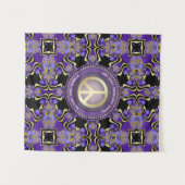 Paarse PEACE Gold Royal Geometry Mandala Large Clo Wandkleed (Voorkant (horizontaal))