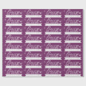 Paarse 'Peace on Earth'-wittekstoppapier Cadeaupapier (Vlak)