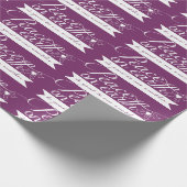 Paarse 'Peace on Earth'-wittekstoppapier Cadeaupapier (Hoek)