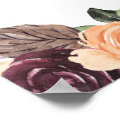 Paarse Peach Floral Fall Weddenschap Welkomstteken Poster (Hoek)