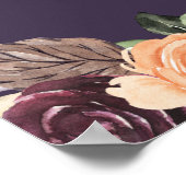 Paarse Peach Floral Fall Weddenschap Welkomstteken Poster (Hoek)