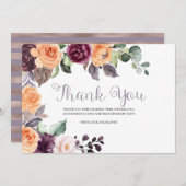 Paarse Peach Floral Herfst Hartelijk dank Bedankkaart (Voorkant / Achterkant)