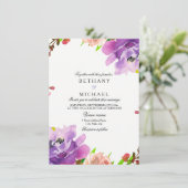 Paarse Peach Floral Waterverf Weddenschap Kaart (Staand voorkant)