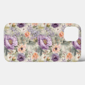 Paarse Peach Flowers Floral  Shabby Chic Case-Mate iPhone Case (Achterkant (horizontaal))