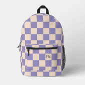Paarse & Peach Monogram Initialen Checkerboard Bedrukte Rugzak (Voorkant)