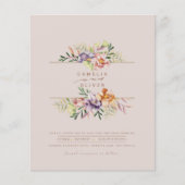 Paarse Peach Summer Floral Wedding Invite QR Code (Voorkant)