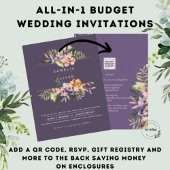 Paarse Peach Summer Floral Wedding Invite QR Code