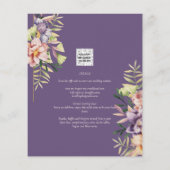 Paarse Peach Summer Floral Wedding Invite QR Code (Achterkant)