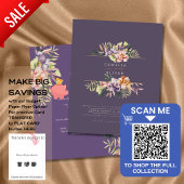 Paarse Peach Summer Floral Wedding Invite QR Code Flyer