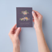 Paarse Peach Summer Floral Wedding Invite QR Code Flyer (Hand)