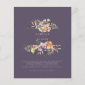Paarse Peach Summer Floral Wedding Invite QR Code Flyer (Voorkant)