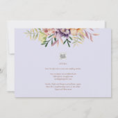 Paarse Peach Summer Floral Wedding Invite QR Code Kaart (Achterkant)