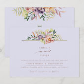 Paarse Peach Summer Floral Wedding Invite QR Code Kaart (Voorkant / Achterkant)
