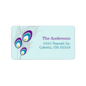 Paarse Peacock-Adresetiketten Etiket (Voorkant)