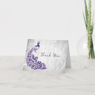 Paarse Peacock bedankpas Kaart