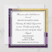 Paarse Peacock Bridal Shower Invitations Kaart (Achterkant)