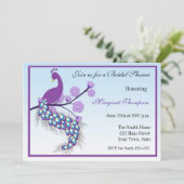 Paarse Peacock Bridal Shower Kaart (Staand voorkant)