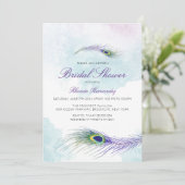 Paarse Peacock Bridal Shower Kaart (Staand voorkant)