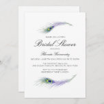 Paarse Peacock Bridal Shower Kaart<br><div class="desc">Paarse Peacock Bridal Shower Invitations. Een eenvoudige en leuke bridale doucheuitnodiging,  gemaakt met prachtige paarse en blauwgroen vrek veren met een waterverf textuur. Pas dit vrijgezellenfeest aan met uw gegevens en een aangepast bericht dat u wilt opnemen.</div>