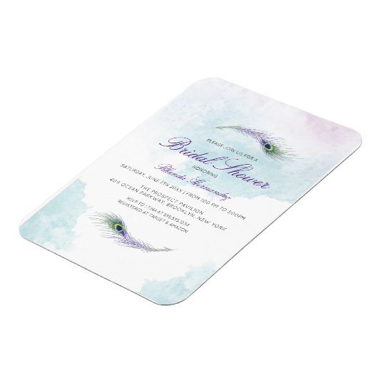 Paarse Peacock Bridal Shower Magneet (Linkerzijde)