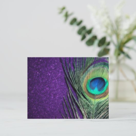 Paarse Peacock Briefkaart (Staand voorkant)