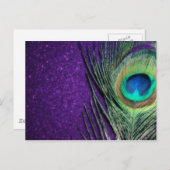 Paarse Peacock Briefkaart (Voorkant / Achterkant)