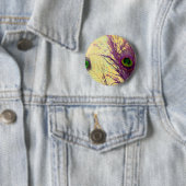 Paarse Peacock-doether Ronde Button 5,7 Cm (In situ)