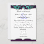 Paarse Peacock en Blauwgroen uitnodigingen voor he (Achterkant)