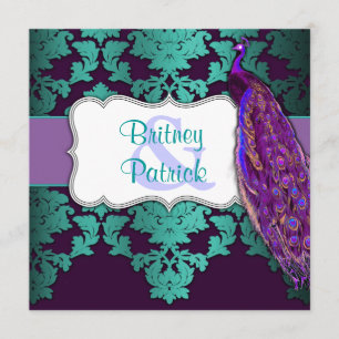 Paarse Peacock en Blauwgroen uitnodigingen voor he