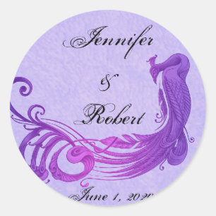 Paarse Peacock Envelope Seal Ronde Sticker