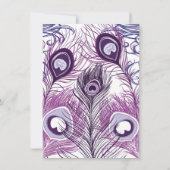Paarse Peacock Feathers Birthday Party Invitations Kaart (Achterkant)