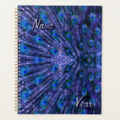 Paarse Peacock Feathers Custom Name Planner (Voorkant)