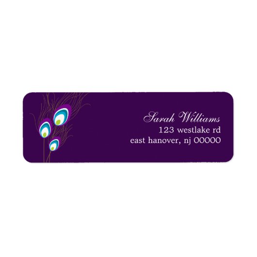 Paarse Peacock Feathers Etiket (Voorkant)