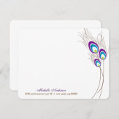 Paarse Peacock Feathers Platte Note Kaarten (Voorkant / Achterkant)