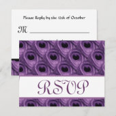 Paarse Peacock Feathers RSVP Weddenschapskaart Kaartje (Voorkant / Achterkant)