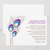 Paarse Peacock Feathers Wedding Kaart (Voorkant / Achterkant)