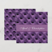 Paarse Peacock Feathers Wedding Square Uitnodiging (Voorkant / Achterkant)