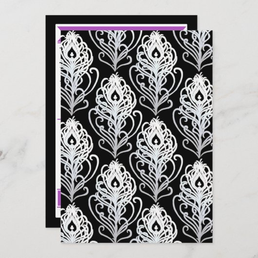 Paarse Peacock-feether-weddenschappen Kaart (Voorkant / Achterkant)