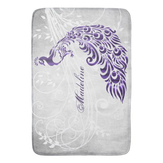 Paarse Peacock - Gepersonaliseerde Bath Mat (Voorkant Verticaal)