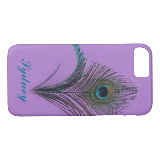 Paarse Peacock iPhone 7 Hoesje (Achterkant (Horizontaal))