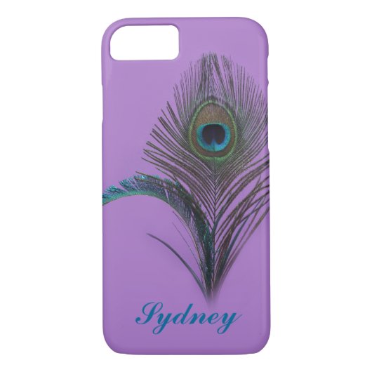 Paarse Peacock iPhone 7 Hoesje (Achterkant)