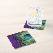 Paarse Peacock Kartonnen Onderzetters (Insitu)