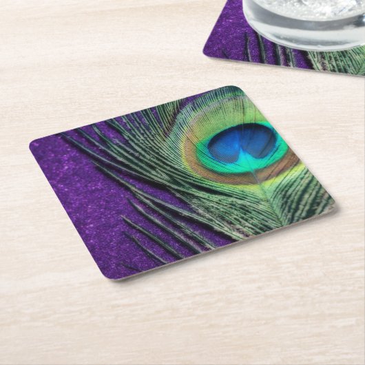 Paarse Peacock Kartonnen Onderzetters (Schuin)